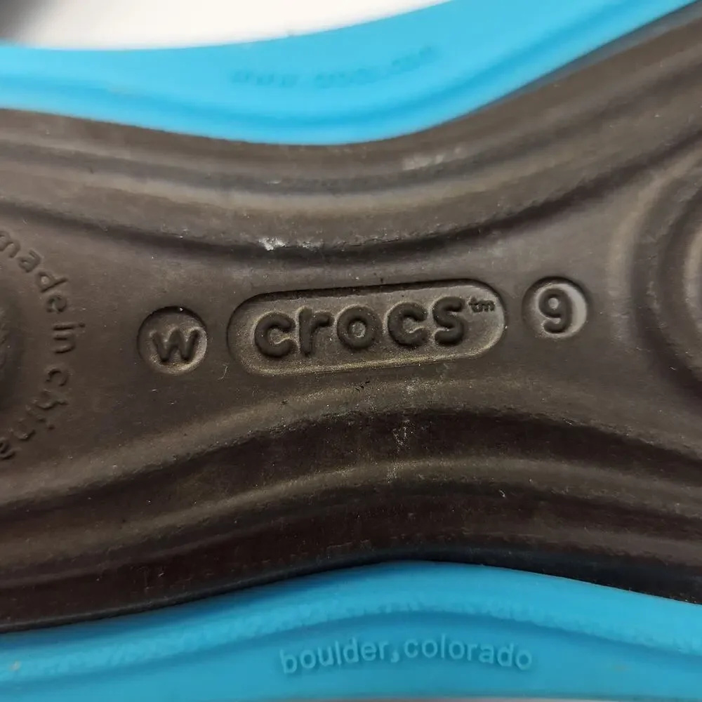 Crocs Tone Skylar Slingback Flat Women Size 9 Brown Teal Closed Toe Comfort Shoe